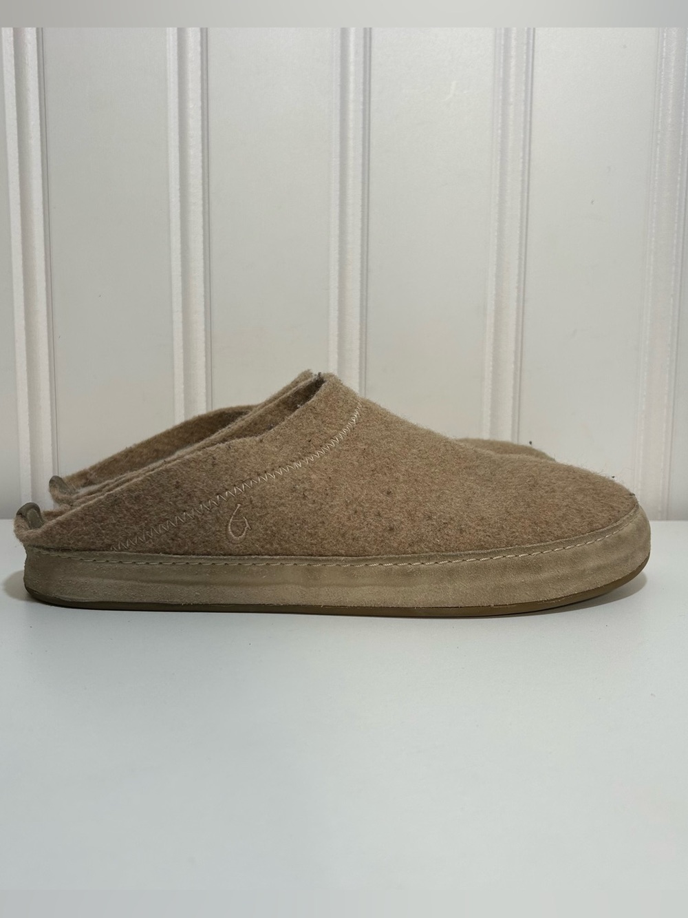 Olukai hamani hulu Slip-On Wool tan brown Mule Slippers men’s 9